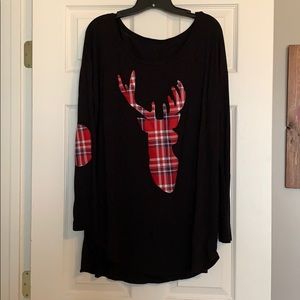 XL Plaid deer long sleeve shirt